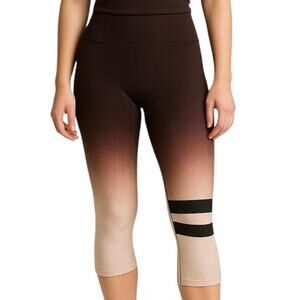 Alo Yoga Colorblock Ombre Leggings Brown Beige Black Cropped Athletic